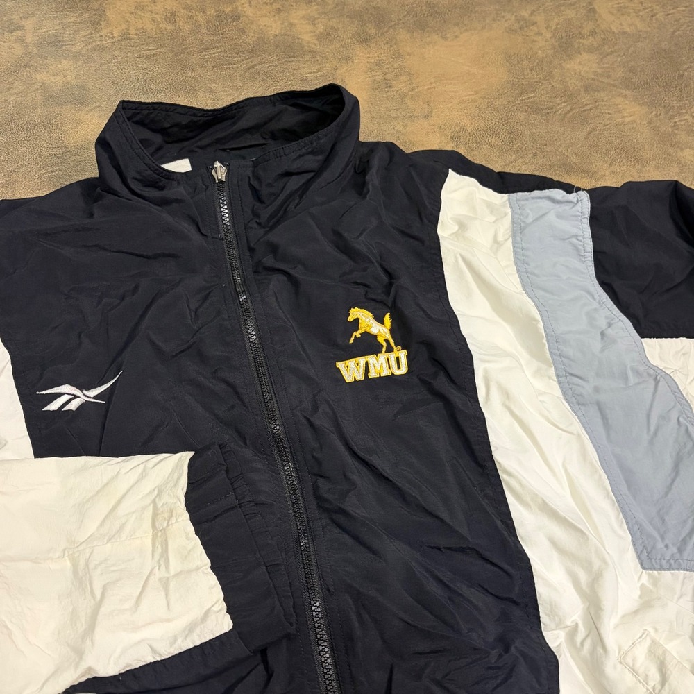 Reebok Track Jacket Mens XXXL Black WMU Broncos Vintage Colorblock Windbreaker